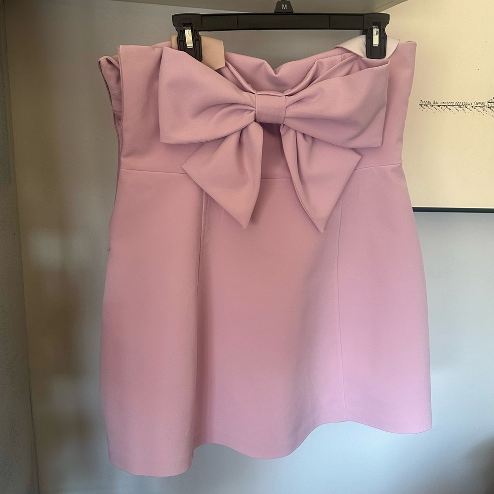 Zara SHORT STRAPLESS PINK, BOW DRESS
